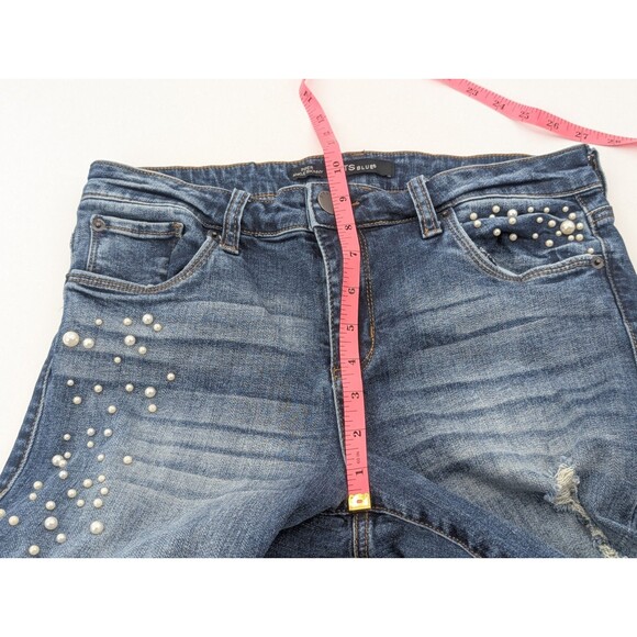 STS Blue Piper Ankle Skinny Pearls Distressed Midrise Frayed Hem Jeans Size 29 - Picture 7 of 10